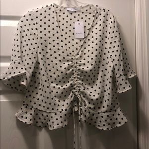 Polka dot ruched top